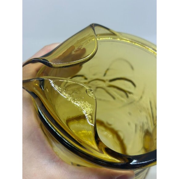 Vintage 1970's Libbey Country Garden Pitcher & 2 Drink Glasses Amber Decor - Picture 9 of 10